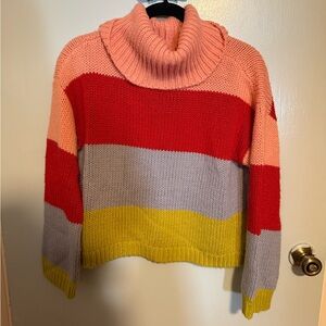 Lulu's Multicolor Cowl Neck Sweater